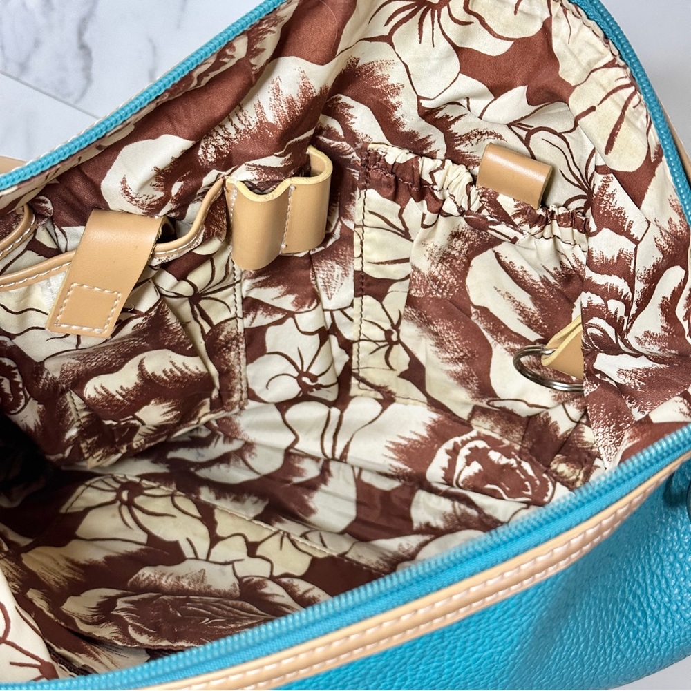 Maxx NY Turquoise Leather Hobo Bag Convertible Shoulder to Crossbody - Picture 9 of 10